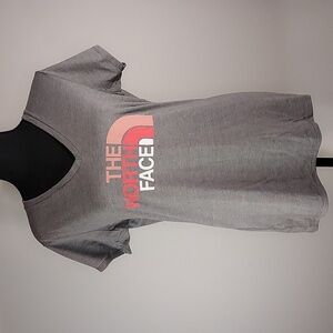 The North Face Medium Mtn Culture Halfdome Logo Lt. Grey V-Neck Slim Fit Tee Med